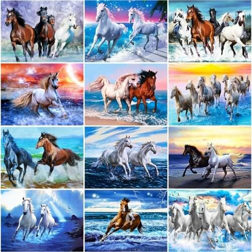 Evershine 5D DIY Diamond Painting Horse Full Square Round Diamond Embroidery Animals Pictures Of Rhinestones Art Home Decoration