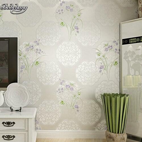 Beibehang European warm non - woven romantic pink 3d three - dimensional living room bedroom background flowers wallpaper