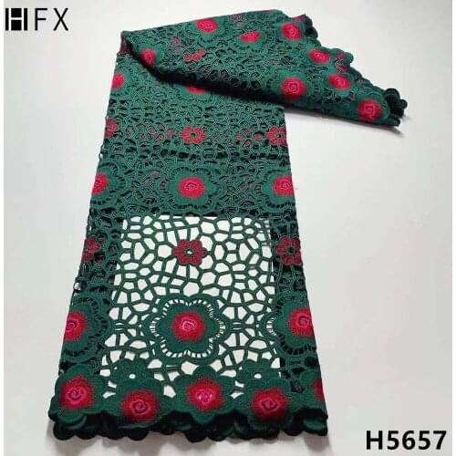 HFX Latest Green Cord Lace African Lace 5 yards 2021 High Quality Embroidered Guipure Nigerian Fabrics For Sewing Dress X5657