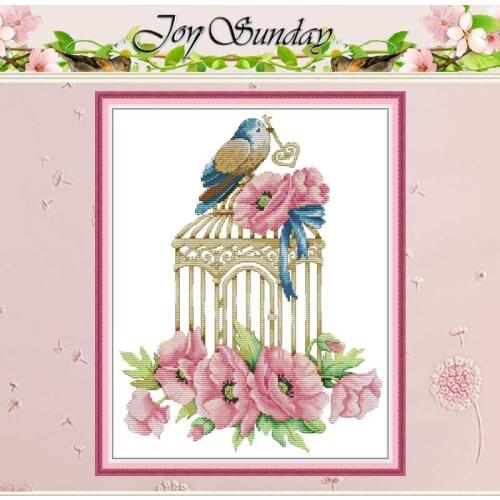 Birdcage And Flowers Counted Cross Stitch 11CT Printed 14CT Cross Stitch Sets Chinese Cross-stitch Kits Embroidery Needlework