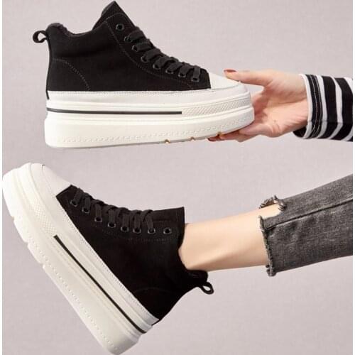Genuine Leather Casual Shoes Womens High Tops Fashion Platform Sneakers Sport Shoes Light Soft Thick Comfortable Breathabl Trend