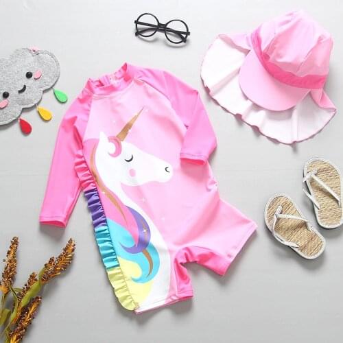 New 2020 Girls Swimwear Unicorn One Piece Childrens Swimwear Printed Swimming Suits Unicorn Girl Swimsuits High Quality CZ899