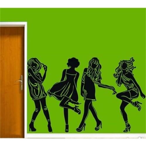 Fashion girl sticker Supermarket clothing shop showcase glass decoration wall sticker window sticker