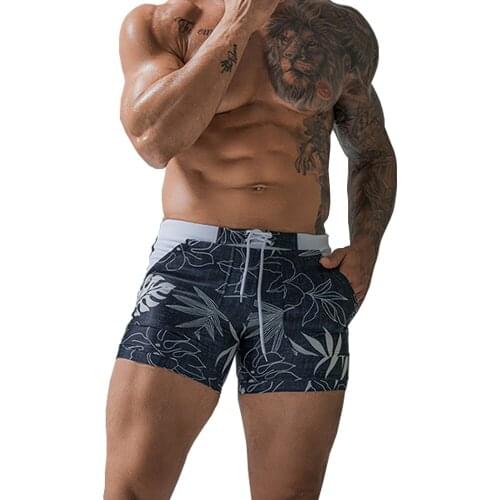 Men Swimwear Swimsuits Long Basic Traditional Swim Boxer Trunks Surf Board Shorts Bathing Suits Water Sports with Pockets