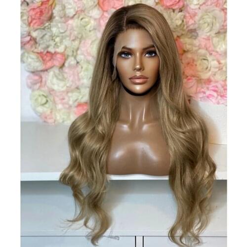 Soft Ombre Remy Peruvian Human Hair 180 Density Lace Front Wigs Side Part Ombre Body Wave 360 Lace Front Wig with Baby Hair
