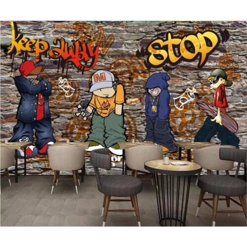 Custom mural 3d photo wallpaper Retro nostalgic street graffiti brick wall hip hop decor 3d wall murals wallpaper for wall 3 d