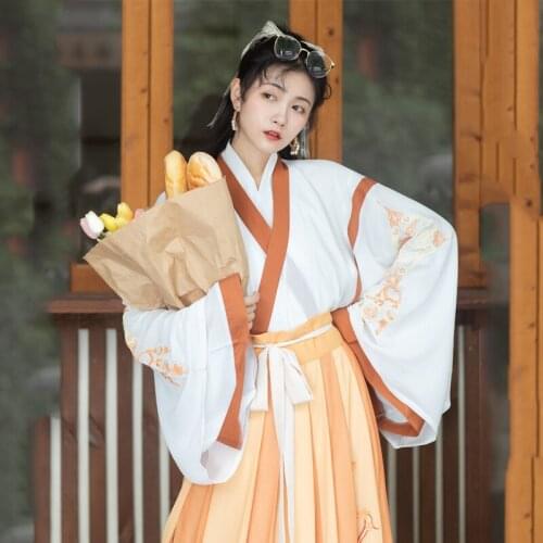 New Women Ancient Hanfu Dress Chinese Traditional Folk Dance Costume Han Tang Dynasty Dance Clothing Fairy Cosplay Dress SL3442