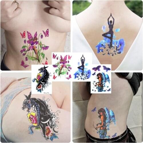 Nu-TATY Waterproof Temporary Sticker Butterfly Fairy Black Panther Cupid The Fairy Tattoo Body Art Flash Tattoo Stickers