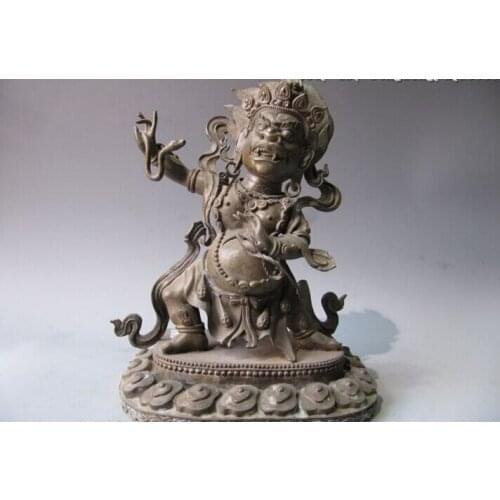 Song voge gem S0683 13 Tibet Buddhism Temple Pure Copper Bronze Snake God Mahakala Buddha Statue