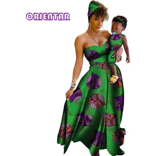 African Print Dress African Clothes for Family Matching Clothing Mother and Daughter Dresses Women Girl Party Dress WYQ624