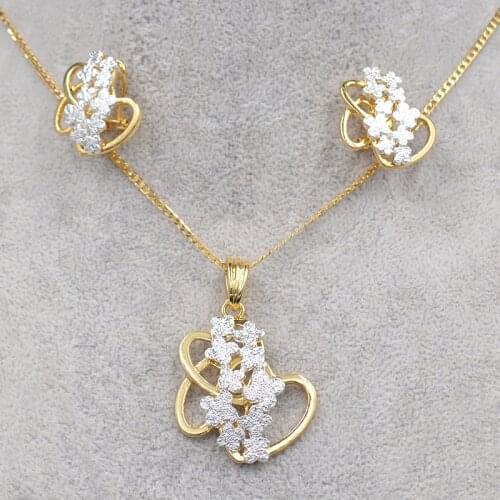 Sunny Jewelry Fashion Jewelry 2020 Jewelry Sets For Women Necklace Earrings Pendant Fairy Flower For Bridal Wedding Unique Gift