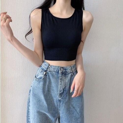 Womens Tube Top Korean Without Steel Ring Soft Underwear Elastic Gathered Anti-Sagging Simplicity Fashion Sports Camisole Vest