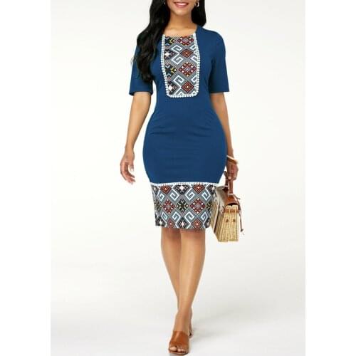 Autumn Winter Dress Women 2020 Casual Plus Size Slim Ethnic Print Office Pencil Dresses Elegant Sexy India Women Party Dress 5XL