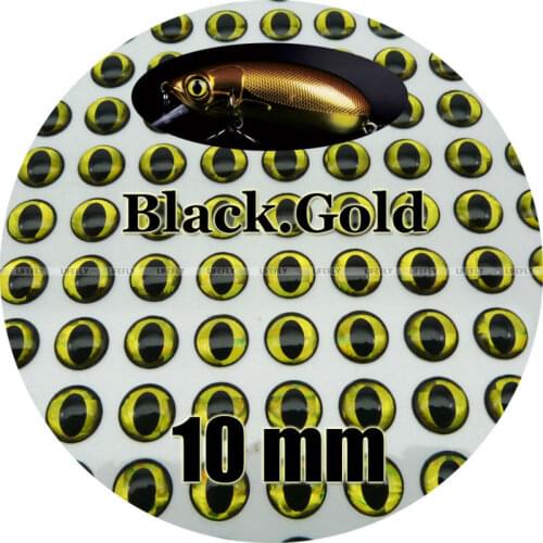 10mm 3D Black Circle Gold / 400pcs Soft Molded 3D Holographic Fish Eyes Fly Jig Lure