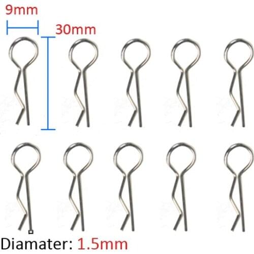 10pcs Metal Body Shell Clips Secure Pins Bend Post For 1/10 Crawler RC Car 1.5*30mm