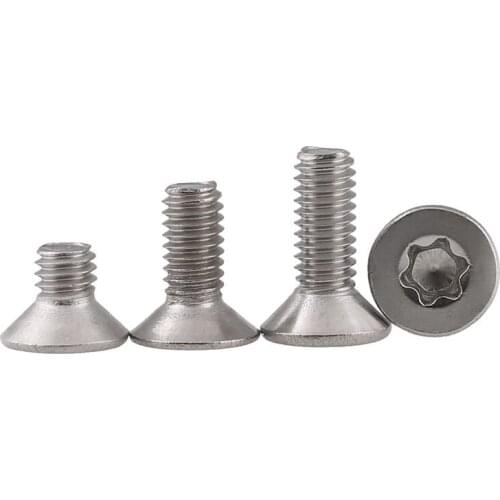1000PCS/lot) SUS304 304 Stainless Steel M2.5*5/6/8 Stainless steel flat head torx machine security Countersunk screw fastners
