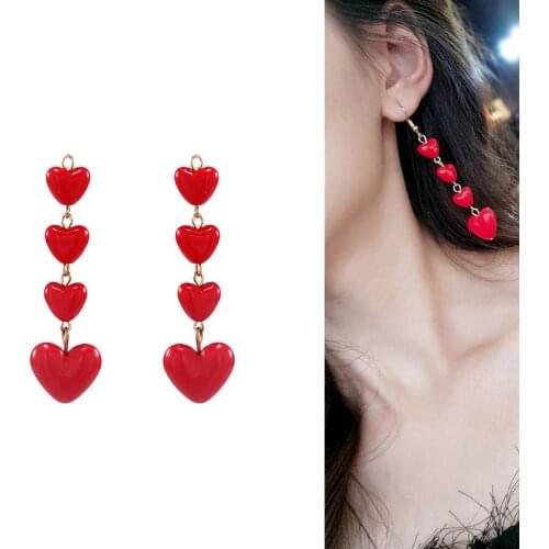 2020New 60Pcs Four-Red Heart Tassel Alloy Button for DIY Jewelry Earring Pendants or Hair Accessoriess EG120