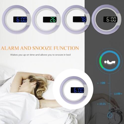 3D LED Digital Wall Clock Alarm Mirror Hollow Watch Table Clock 7 Colors Temperature Nightlight For Home Living Room Decorations