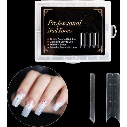 48/120pcs/kit Clear Flat Dual Forms Extension Nail System Cover DIY Nails Accessoires Manicure Tool Quick Building Gel Mold Tips