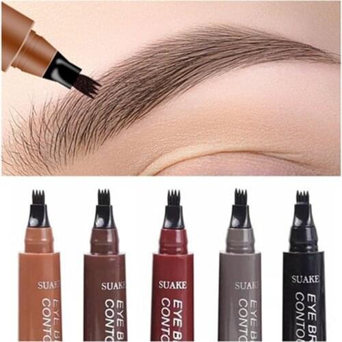 4D Microblading Eyebrow Pen 4 Forks Tip Eyebrow Tattoo Pencil Long Lasting Fine Sketch Liquid Eye Brow Make Up