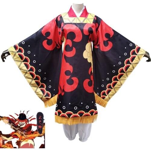 Anime Demon Slayer: Kimetsu no Yaiba Kamado Tanjuro Cosplay Costume Nezuko Fire-God Dance Kimono Halloween Uniforms Custom Made