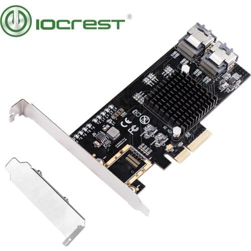 IOCREST PCIe to 8 Internal Ports SATA 6g SFF8087 Card with Mini SAS to SATA Cable PCI Express SSD with 8 port Full Speed