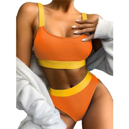 Two Piece Women Bikini Set Maillot De Bain Sexy Women Bathing Suits Ladies Padded Tops + High Waist Bottoms Swimming Suit