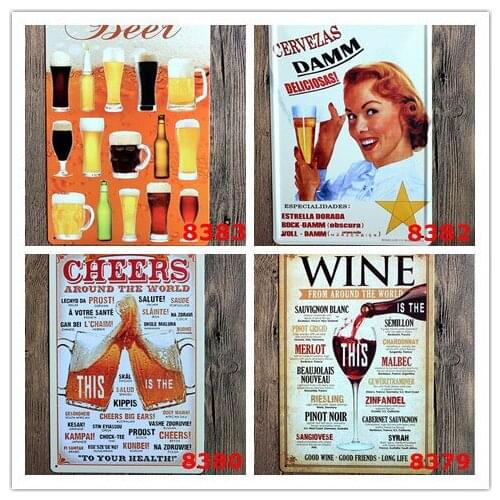 Fashion Hot Wine from around the world tin signs home decor House Cafe Bar iron painting Metal Craft gift