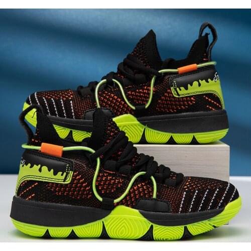 Fashion Kids Basketball Shoes Gym Training Athletic Basketball Sneakers Breathable Cushioning Non-Slip Wearable Sports Shoes