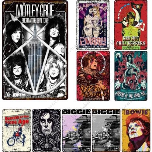 Music Wall Decoration Rusty Vintage Poster ROCK Wall Metal Plate Famous Band Metal Tin Sign Club Pub Bar Home Wall Metal Signs