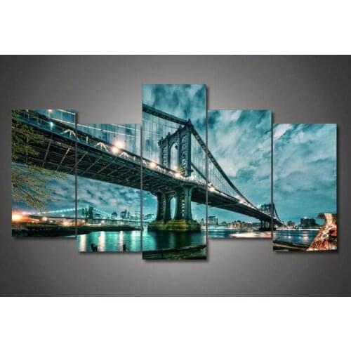 New 5 Pieces/sets Canvas Art Canvas Paintings HD Brooklyn Manhattan Bridge Decorations For Home Wall Art Prints Canvas\J0474