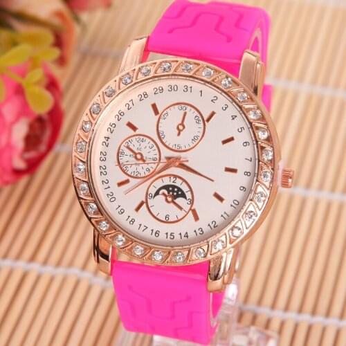 NEW Free Shipping Fashion Silicone Candy Color Watch Hot Selling Women Dress Watch Women Rhinestone Watches 1piece