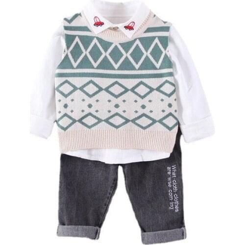 New Spring Autumn Baby Boys Clothes Suit Children Cotton Vest Shirt Pants 3Pcs/Set Toddler Casual Costume Infant Kids Tracksuits