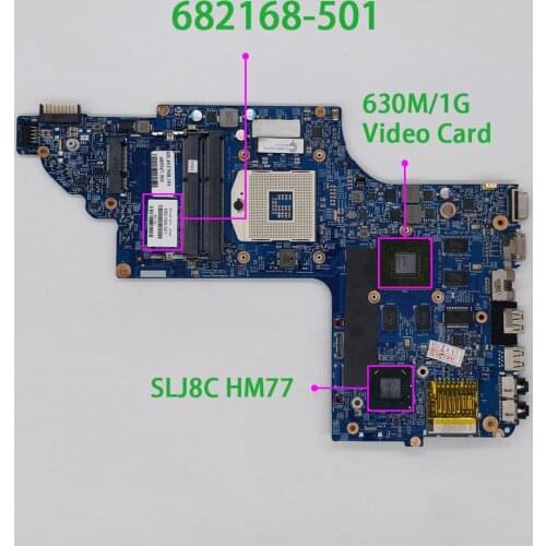 Genuine 682168-001 682168-501 682168-601 w 630M/1G GPU Laptop Motherboard for HP Pavilion DV6-7000 Series DV6T Notebook PC