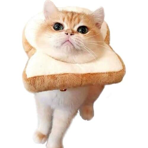 Pet Elizabethan Collar Toast Shaped Soft Cotton Dog Cat Adjustable Wound Healing E-Collar Prevent Bite Neck Ring For Pets