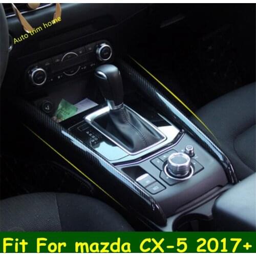 Lapetus Transmission Gear Shift Decoration Panel Cover Trim Fit For Mazda CX-5 CX5 2017 - 2020 ABS Carbon Fiber Auto Accessories