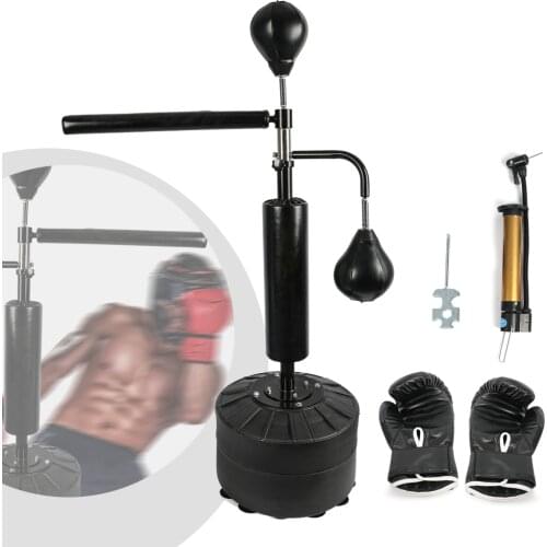 Freestanding Boxing Speed Trainer Punching Spinning Bar w/ Dual Punch Heads Home Gym Sports Equipment