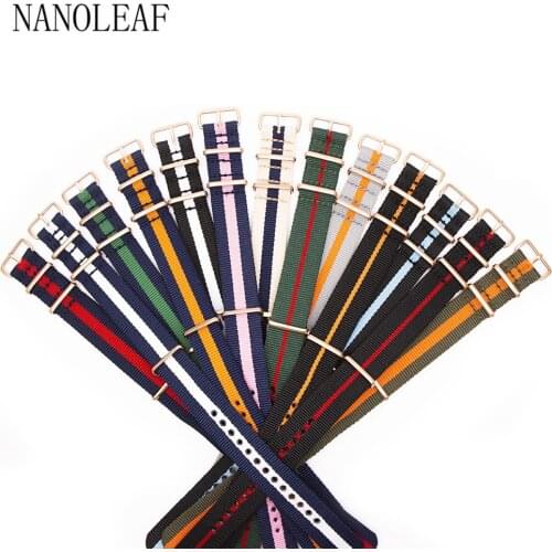 Two-Tone Striped Nylon Watch Band 18 20 22 24 MM Width WristWatch Replacement Strap Comfortable Durable for NATO Style Wristband