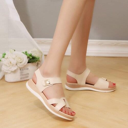 High Quality Womens Solid Color Sandals Summer Breathable Casual Shoes Sandals Ladies Shoes Sexy Fashion Outside