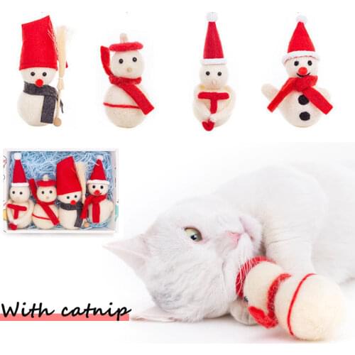 Wool Cat Catnip Toys Snowmen Shaped Funny Plush Cat Toys Interactive for Kitten Cute Soft Pet Supplies Cat Chew Toy Dropshipping
