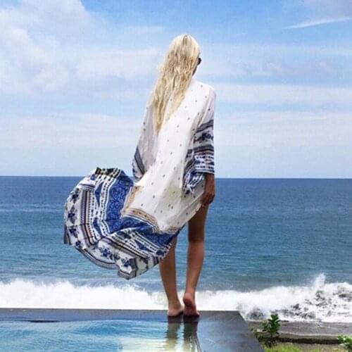 Chiffon Sun Protection Clothing Positioning printing Womens tops cover summer long shirt female ladies blouse