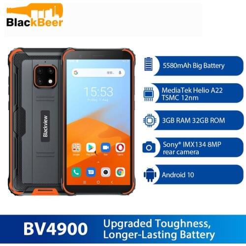 Blackview BV4900 Android 10.0 Mobile Phone 5.7" IP68 Rugged Waterproof Smartphone Helio A22 Quad Core 4G Telephone NFC 5580mAh