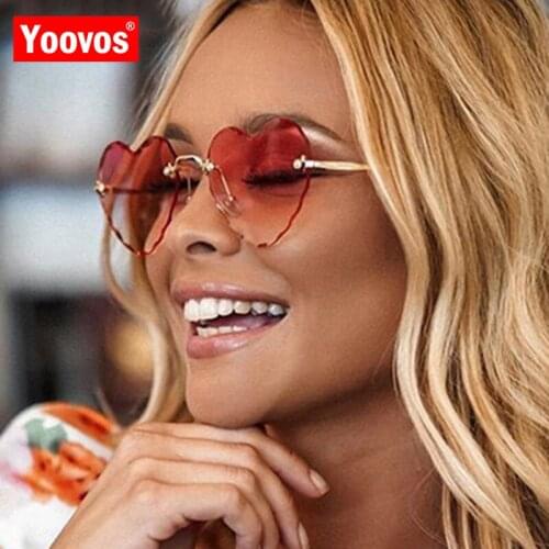 Yoovos Rimless Sunglasses Women Sunglasses 2021 Sunglasses For Women Heart Eyewear Design Women Sunglasses Luxury Gafas De Mujer