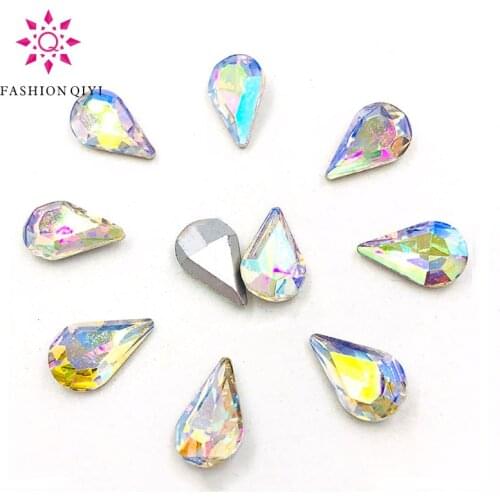 New arrival 5X8mm/6X10mm/8X13mm AB color Teardrop pointback pear shape Glass crystal rhinestones 50pcs diy Nail art accessories