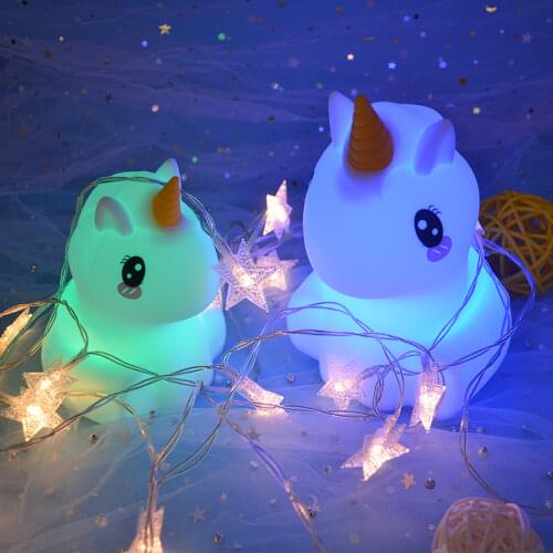 Unicorn LED Night Light Touch Sensor 9 Colors Cartoon Silicone Desk Table Lamp Bedroom Bedside Lamp for Children Kids Baby Gift