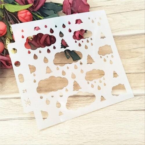 14.1*13cm rainy day stencils Cover template spray plastic mold shield DIY cake hollow Embellishment printing lace ruler