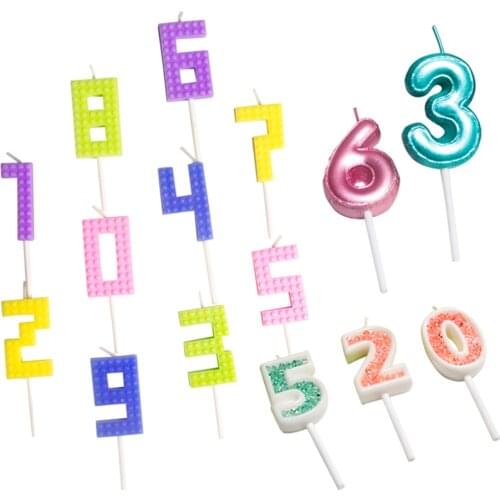 Creative Web Celebrity Pixels Digital 0-9 Number Candles Birthday Cake Decoration Children Kids Party Dress Up Party Decoration