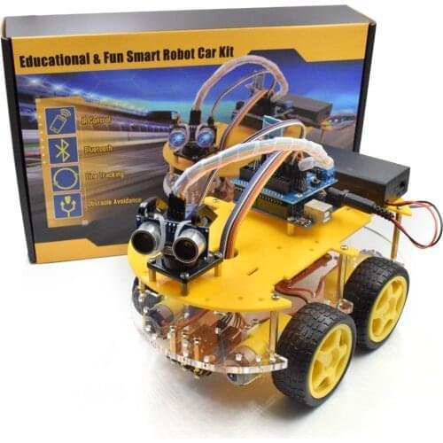 Smart Robot Car 2WD/4WD Chassis Kit with Ultrasonic Module, L298N Driver Board, Remote, IR Control for Arduino UNO DIY Kit