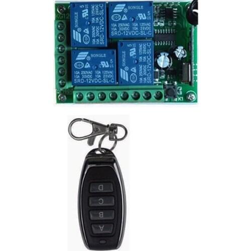 Universal DC 12V 24V 10A Relay 4CH 4 CH Wireless RF Remote Control Switch Transmitter+Receiver Module,315 / 433 MHz Garage Doors