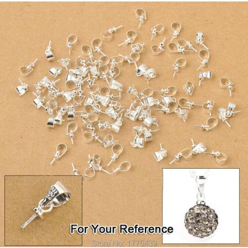 Top quality !! Wholesale Design Jewelry Findings 925 Silver Plated Bail Beads Cap Connectors For Pendants Nice 100PCS A Lot